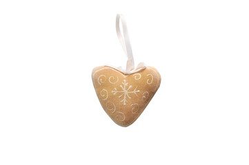 Toy heart as a decoration for Christmas holidays, isolated png transparent