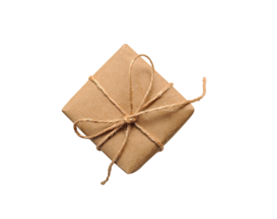 Christmas kraft paper gift box  isolated png object