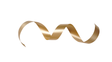 Vintage Christmas gold ribbon element isolated png top view