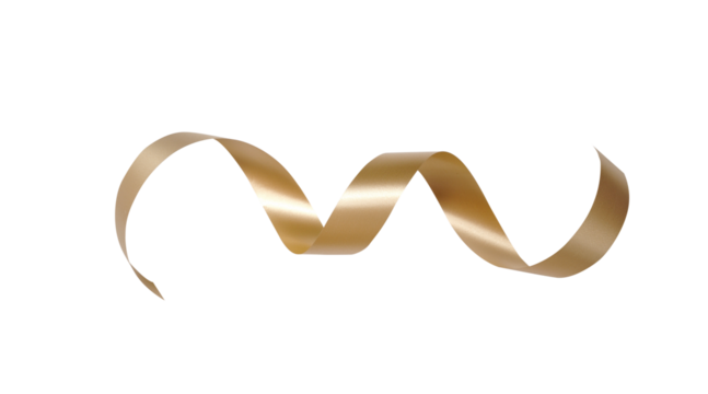 Vintage Christmas gold ribbon element isolated png top view