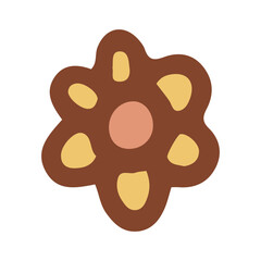 Retro groovy flower. Collection of different flowers in a hippie style. Vector boho illustration isolated on a light background