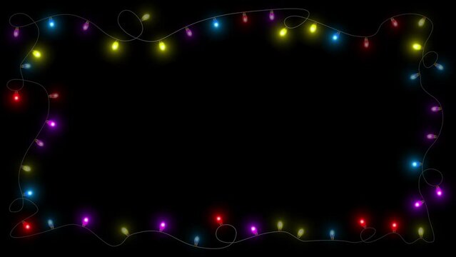 Beautiful christmas glowing tungsten lights string black loop dark background. lights flashing Animation. Festival Show, Wedding, Confetti, Happy Birthday, Diwali, Christmas, Celebration, 2023, 2024
