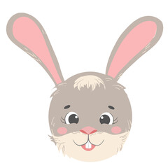 Fototapeta premium Cartoon gray rabbit head