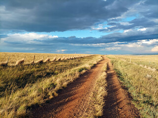 Obraz premium Gravel road in the field. Colorado