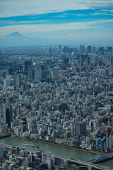 Fototapeta na wymiar 都市風景　東京スカイツリーからの眺める富士山
