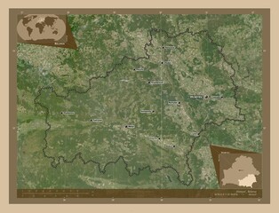 Homyel', Belarus. Low-res satellite. Labelled points of cities - obrazy, fototapety, plakaty