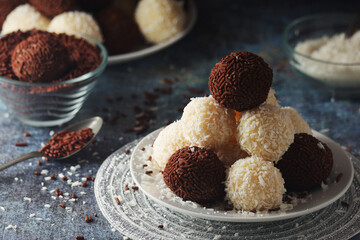 Beijinho and Brigadeiro sweets - national cuisine of Brazil