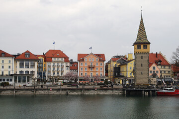 The harbor in Lindau, Bodensee lake, Germany