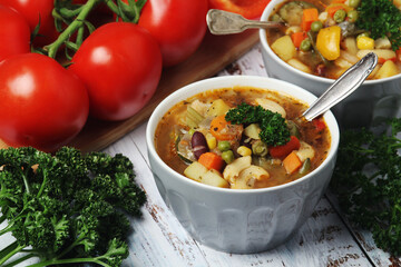 Scandinavian fish soup in a bowl