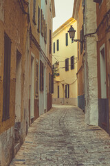 Fototapeta na wymiar Back streets of Cuitadella in Menorca, Spain