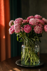 bouquet of pink peonies as a birthday and mother's day gift