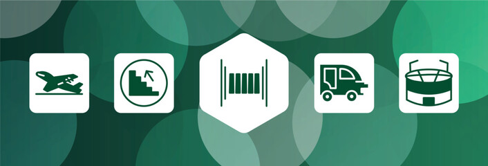 poi public places filled icon set isolated on abstract background. glyph icons such as take off, upstairs, zebra crossing, autorickshaw, big stadium vector. can be used for web and mobile.