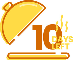 10 days left countdown dish icon for cafe restaurant opening and new menu
