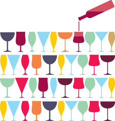  Wine glass pab bar design seamless vector illustration