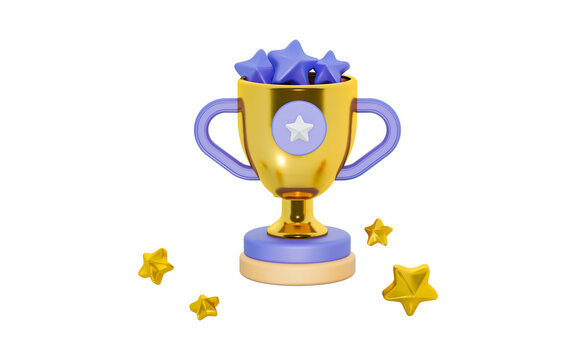 trophy with star sign 3d render concept for winner prize championship cup rewards