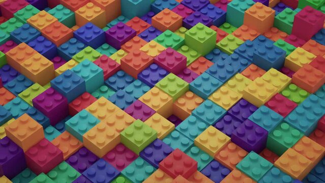 4k Colorful bricks geometric background, modern animation, motion design 3d render looping animation