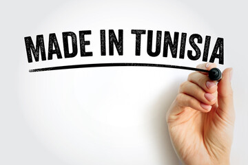 Made in Tunisia text with marker, concept background