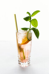 Cold drink baverages mint leafs orange