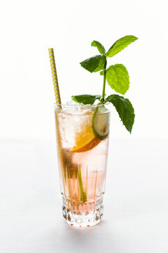 Cold drink baverages mint leafs orange