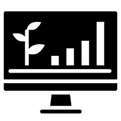 Plant growing report icon. Solid design.