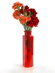 multicolor pretty carnations close up isolated