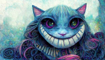 Cheshire Cat.Pencil and pastel drawing - obrazy, fototapety, plakaty
