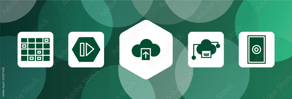 Poster modern screen filled icon set isolated on abstract background. glyph icons such as spreadsheet cell 