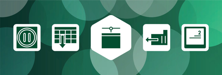 computer and media filled icon set isolated on abstract background. glyph icons such as pause, spreadsheet ascending order, network administration, export folder, keyboard key with number 2 vector.