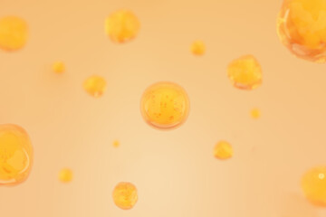 Bubble of vitamin C on orange background. 3D illustrator