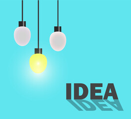 Lamps and idea concept. Vector design.