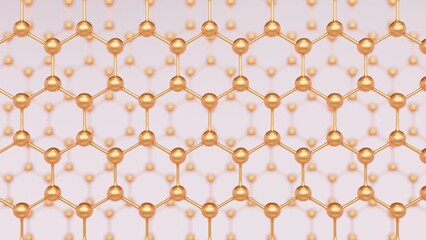 Gold hexagon for skin cell and skincare product concept. - obrazy, fototapety, plakaty