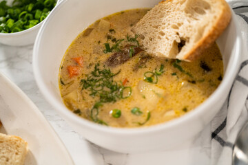 Creamy wild mushroom soup
