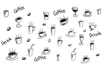 icon set food coffee group for background