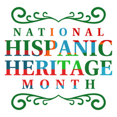 Hispanic heritage month. Isolated header design element for promotional banner, Floral frame decoration.