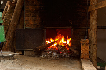 fire in fireplace
