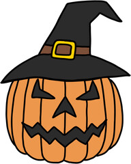 simplicity halloween pumpkin freehand drawing flat design