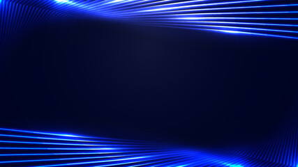 Abstract technology futuristic concept blue neon light laser lines banner web template with lighting effect on dark background