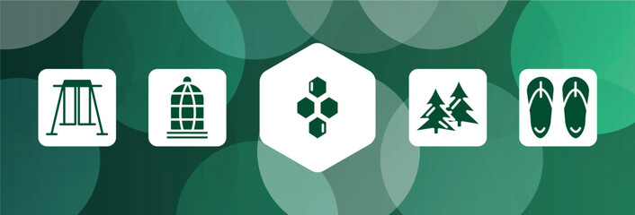 desert filled icon set isolated on abstract background. glyph icons such as swing, cage, hive, spruce, sandals vector. can be used for web and mobile.