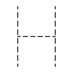 Tracing Alphabet letter H prewriting dotted line element for kindergarten, preschool and Montessori school kids worksheet for handwriting practice activity.