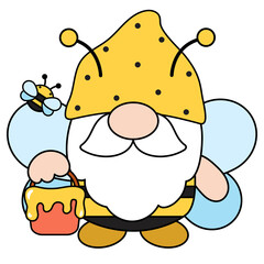 Gnomes Honey Bee Filled Clipart