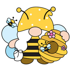 Gnomes Honey Bee Filled Clipart