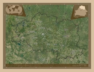Vitsyebsk, Belarus. Low-res satellite. Labelled points of cities - obrazy, fototapety, plakaty