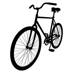 Vector Classic Single Speed Bicycle Silhouette in Half Turn View