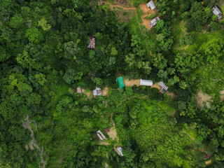 Houses of hill tribes in Bangladesh