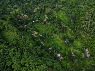 Houses of hill tribes in Bangladesh