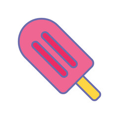 Tasty ice cream in popsicle with strawberry flavor. Freshness Sweet dessert food. Ice cream stick symbol summer, tropical vacation icon. Vector illustration filled outline style EPS10