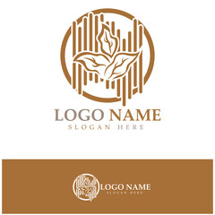 Obraz premium tobacco leaf logo,tobacco field and tobacco cigarette logo template design vector