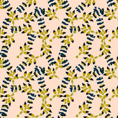 Contemporary flower seamless pattern. Creative botanical floral ornament. Strange plants endless wallpaper. Naive art.