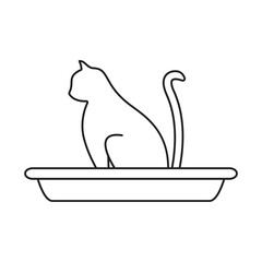 Cat litter linear vector icon, white background.