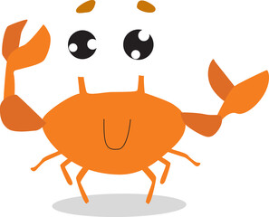 Cute crab. Little cartoon crab. Ocean animal. Cartoon character. Sea animal.